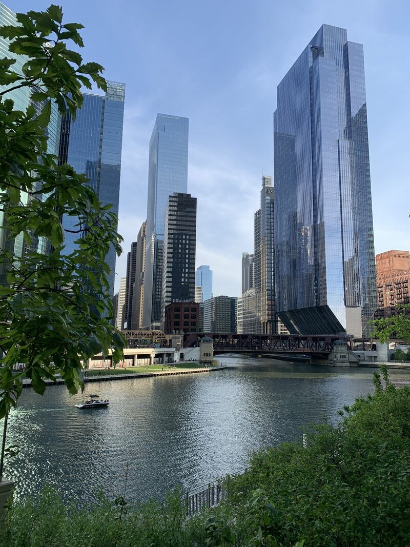 Chicago River with downtown skyline