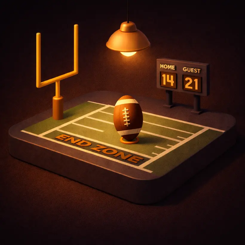 3D isometric illustration of an American football