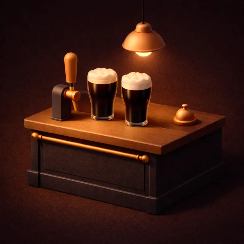 3D isometric illustration of a Guinness pint glass