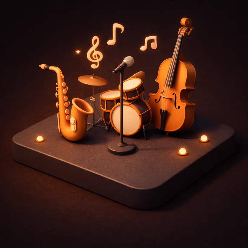 3D isometric illustration of a jazz saxophone