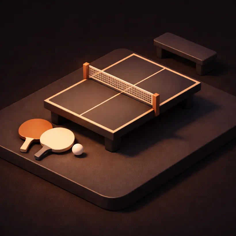 3D isometric illustration of a table tennis paddle