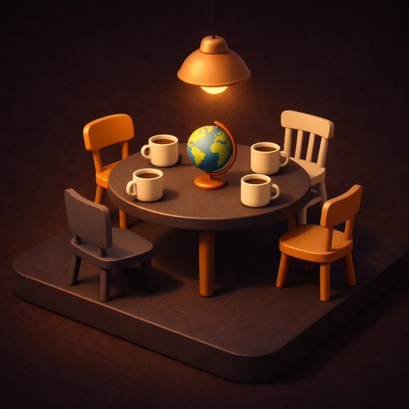 3D isometric illustration of a group of people